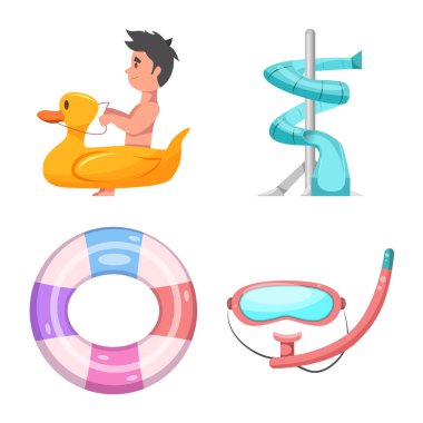 Havuzu ve yüzme simge vektör Illustration. Hisse senedi için havuz ve etkinlik vektör simge topluluğu.