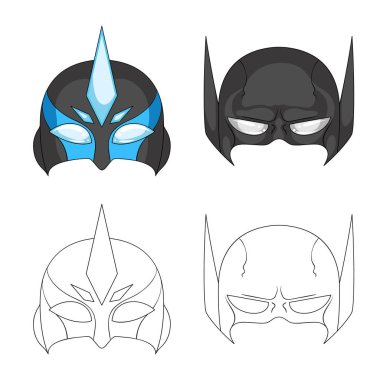 Kahraman ve maske simgesinin yalıtılmış nesne. Kahraman topluluğu ve hisse senedi için süper kahraman vektör simgesi.