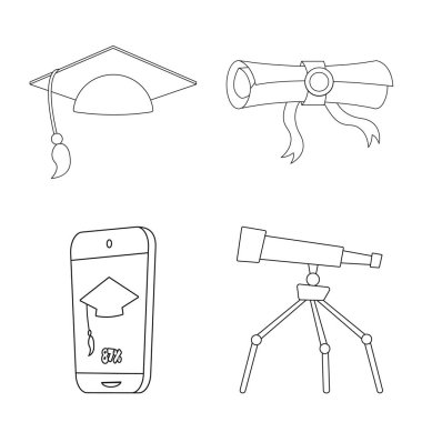 Eğitim ve öğrenme simge vektör Illustration. Eğitim ve hisse senedi için okul vektör simge kümesi.