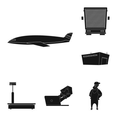 Yalıtılmış nesne mal ve kargo simgesi. Ürünler ve hisse senedi için ambar vektör simge kümesi.