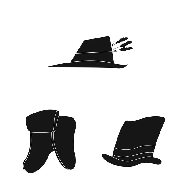 Objetos isolados de chapéus e chapéus. Coleção de chapelaria e ícone de vetor acessório para estoque . — Vetor de Stock