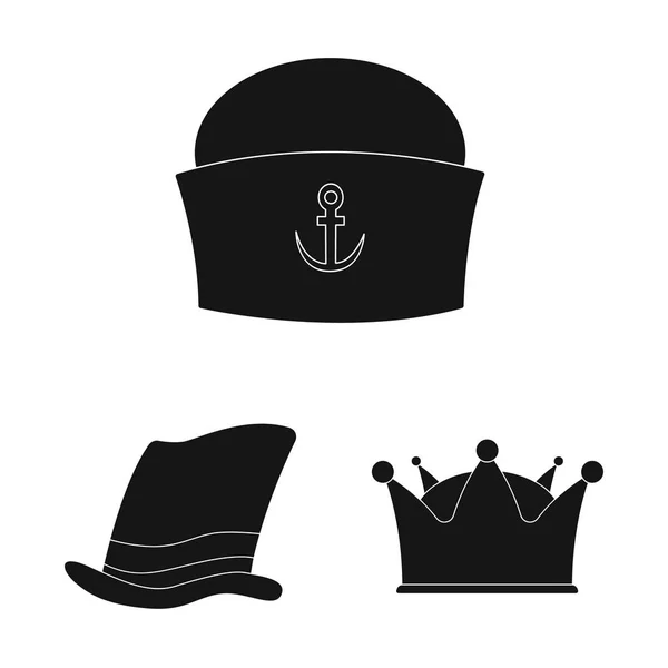 Objeto aislado de casco e icono de la tapa. Colección de casco y accesorio símbolo de stock para web . — Vector de stock