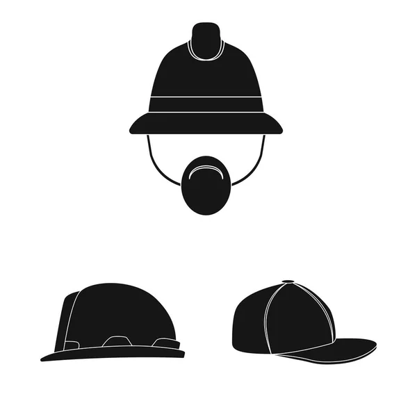 Ilustración vectorial de casco e icono de la tapa. Colección de casco y accesorio icono vectorial para stock . — Archivo Imágenes Vectoriales