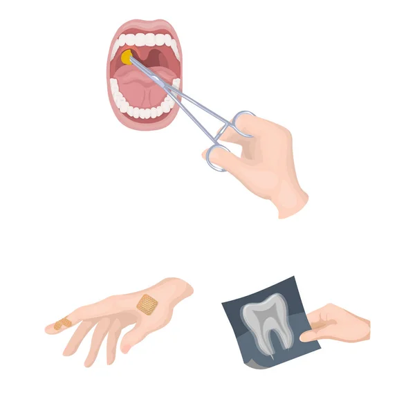 Manipulación por manos iconos de dibujos animados en la colección de conjuntos para el diseño. Movimiento de la mano en medicina vector símbolo stock web ilustración . — Archivo Imágenes Vectoriales