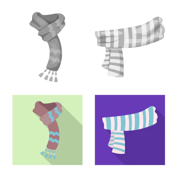 Векторный дизайн шарфа и шали. Набор векторных иконок шарфа и аксессуаров для склада . — стоковый вектор