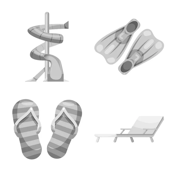 Illustration vectorielle de piscine et signe de natation. Ensemble d'icône de piscine et vecteur d'activité pour stock . — Image vectorielle