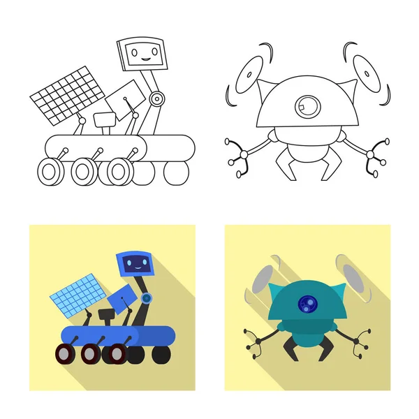 Vektor-Illustration von Roboter und Fabrik-Symbol. Roboter- und Space-Stock-Symbol für das Web. — Stockvektor