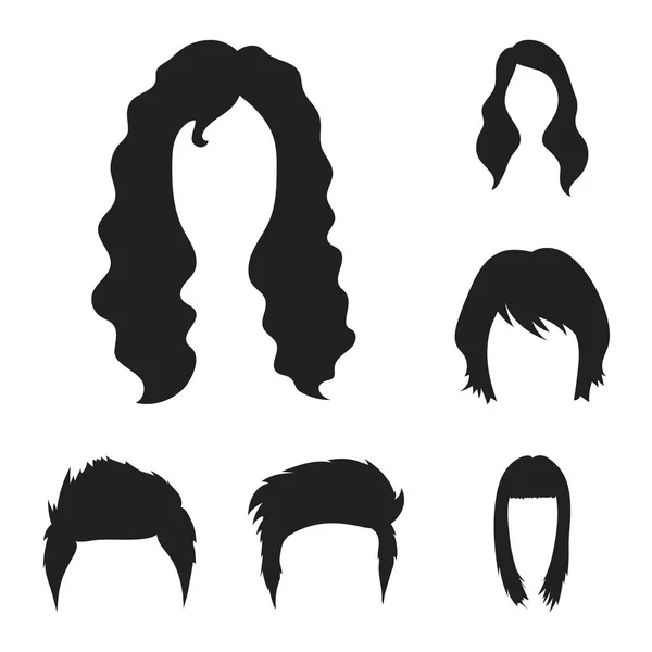 Mustache and beard, hairstyles black icons in set collection for design. Stylish haircut vector symbol stock web illustration. — Stock Vector