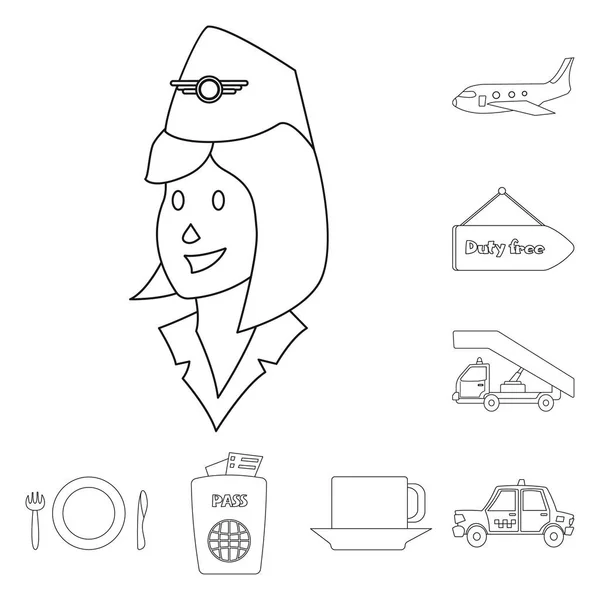 Conception vectorielle de l'icône aéroport et avion. Ensemble d'icône vectorielle d'aéroport et d'avion pour stock . — Image vectorielle