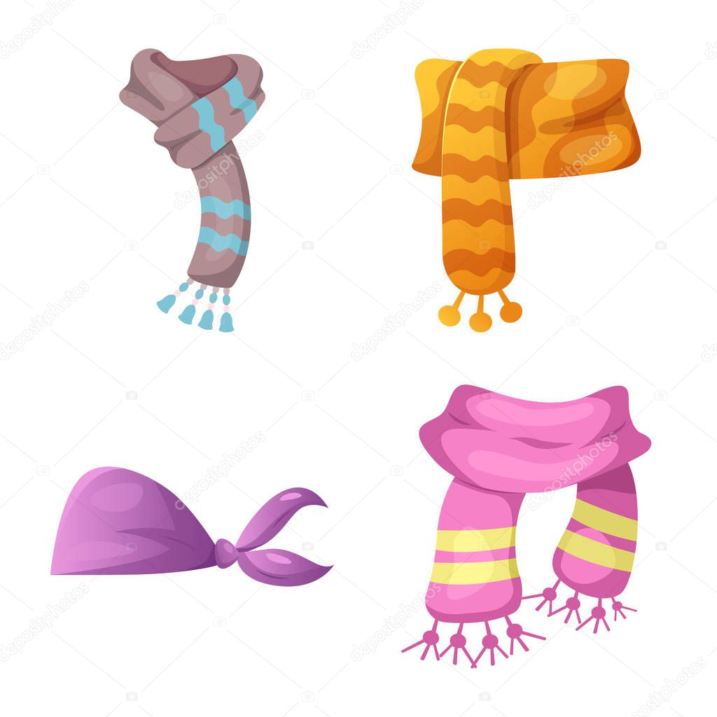 Vector illustration of scarf and shawl icon. Set of scarf and accessory vector icon for stock.