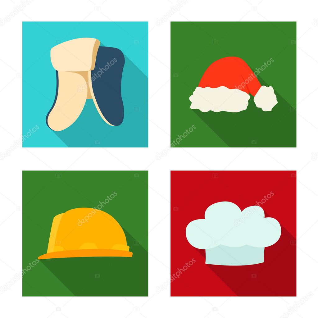 Vector illustration of headgear and cap logo. Collection of headgear and accessory stock symbol for web.