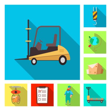 Eşya ve kargo simge vektör tasarımı. Ürünler ve ambar hisse senedi simgesi için web topluluğu.