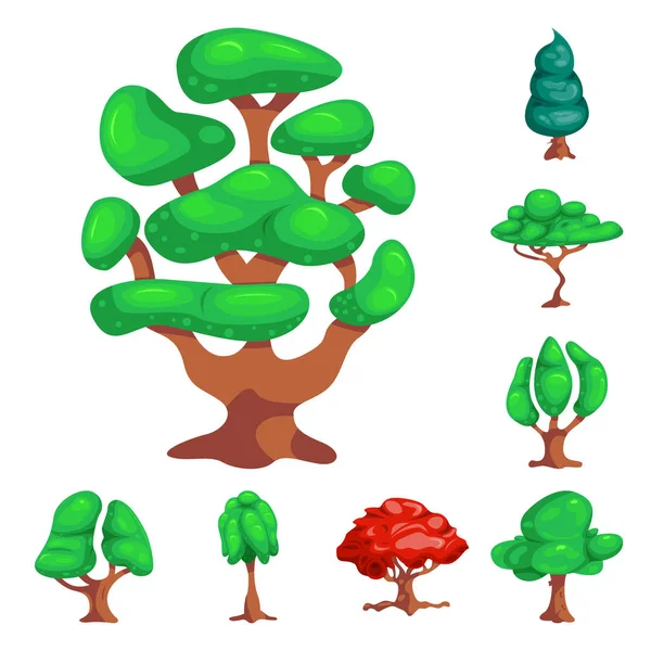 Vector illustration of tree and nature icon. Collection of tree and crown vector icon for stock. — Stock Vector