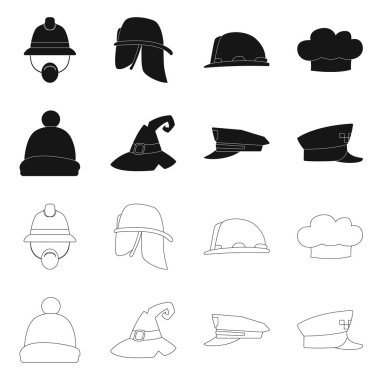 Şapkalar ve kap işareti tasarımını vektör. Şapkalar ve hisse senedi için aksesuar vektör simge kümesi.