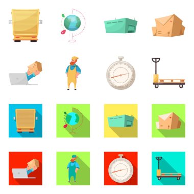 Eşya ve kargo simge vektör tasarımı. Ürünler ve web için ambar hisse senedi simgesi.