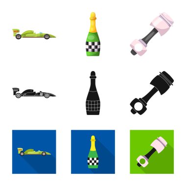 Araba ve ralli simge vektör Illustration. Araba ve yarış hisse senedi vektör çizim seti.