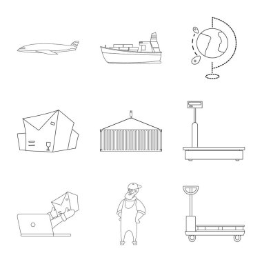 Mal ve kargo simge vektör Illustration. Ürünler ve ambar stok vektör çizim koleksiyonu.