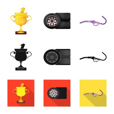 Bir araba ve ralli işaret illüstrasyon vektör. Araba ve yarış hisse senedi simgesi için web topluluğu.