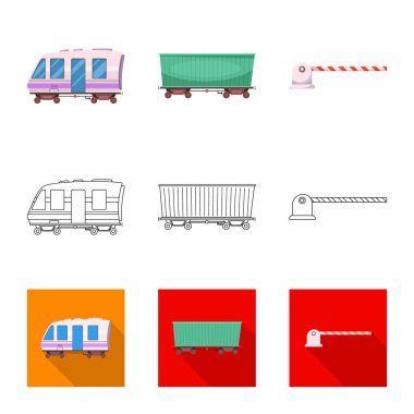 Tren ve istasyon logo vektör Illustration. Hisse senedi için tren ve bilet vektör simge topluluğu.