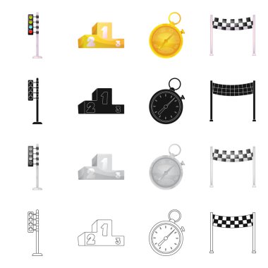 Araba ve ralli simgesi yalıtılmış nesne. Araba ve yarış hisse senedi simgesi web için kümesi.