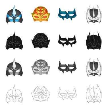 Kahraman ve maske logo vektör Illustration. Kahraman kümesi ve hisse senedi için süper kahraman vektör simgesi.
