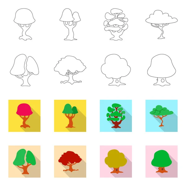 Ilustração vetorial de árvore e ícone da natureza. Coleção de árvore e coroa símbolo de estoque para web . — Vetor de Stock