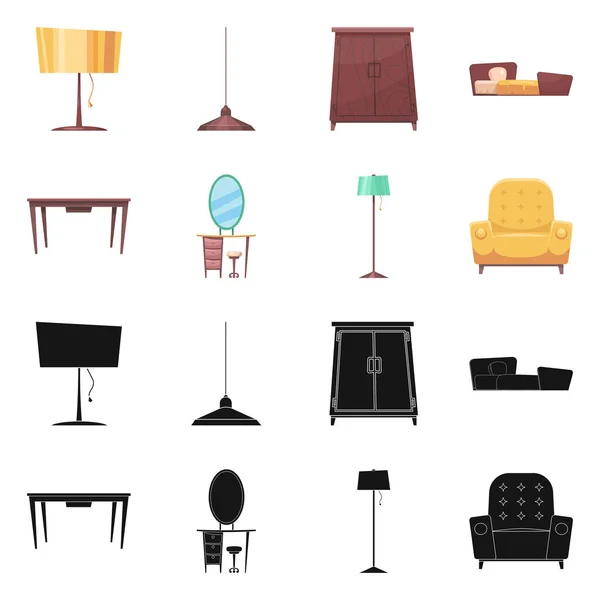 Ilustración vectorial de muebles e icono del apartamento. Colección de muebles y el icono del vector del hogar para la acción . — Vector de stock
