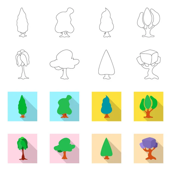 Vektor design av ikonen träd och naturen. Uppsättning av träd och krona vektor ikonen för lager. — Stock vektor