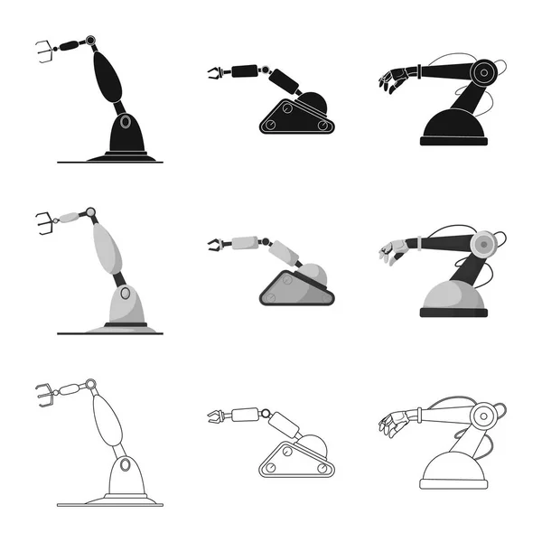 Objeto aislado de robot e icono de fábrica. Colección de robot y vector espacial icono para stock . — Vector de stock
