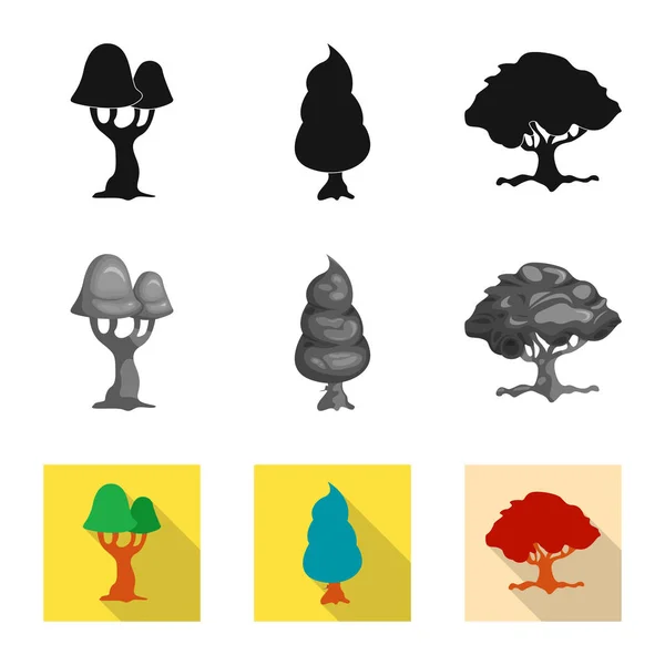 Vector ontwerp van pictogram boom en natuur. Set van boom en kroon vector pictogram voor voorraad. — Stockvector
