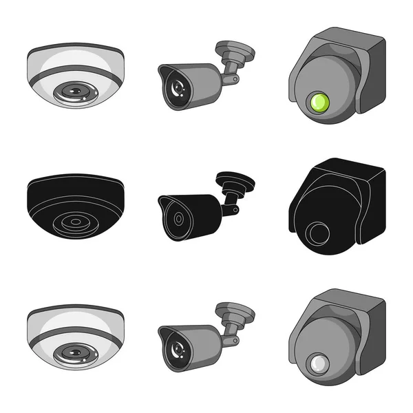 Ilustração vetorial de cctv e símbolo de câmera. Coleção de cctv e sistema de ilustração vetor estoque . —  Vetores de Stock