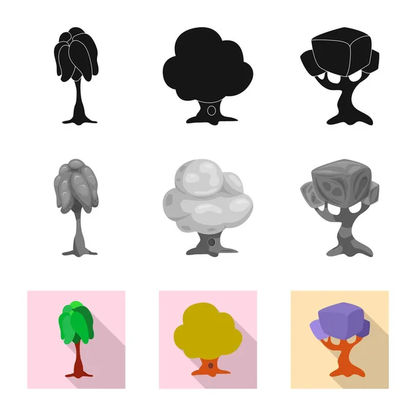 Vektoriesimerkki puusta ja luontokuvakkeesta. Kokoelma puu ja kruunu varastossa symboli web . — vektorikuva