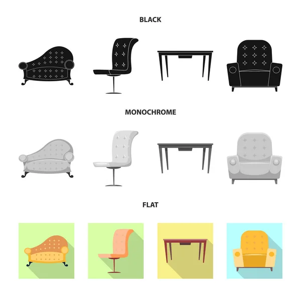 Vektor-Design von Möbeln und Wohnung Ikone. Set von Möbeln und Home Stock Symbol für das Web. — Stockvektor