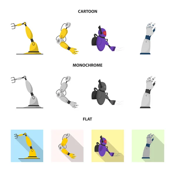 Vector ontwerp van robot en fabriek logo. Collectie van robot en ruimtevaart aandelensymbool voor web. — Stockvector