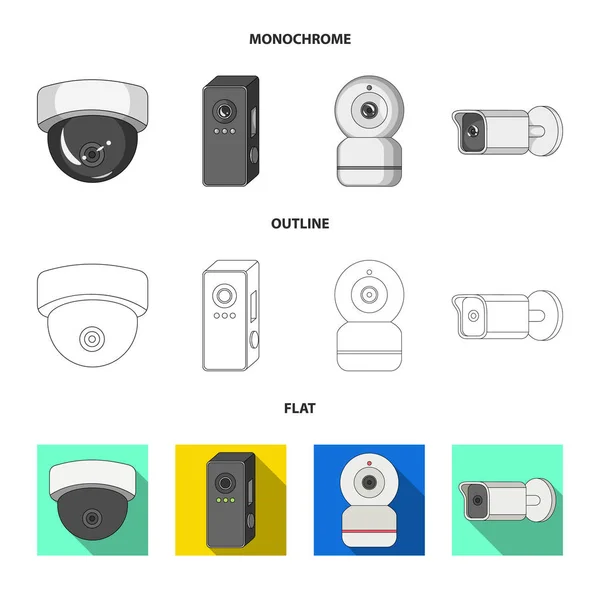 摄像机的矢量设计和摄像头图标。一套闭路电视和系统矢量图标的股票. — 图库矢量图片