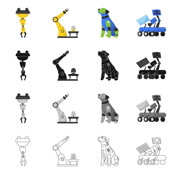 Vektor design av roboten och fabriken logotyp. Samling av roboten och utrymme vektor ikonen för lager. — Stock vektor
