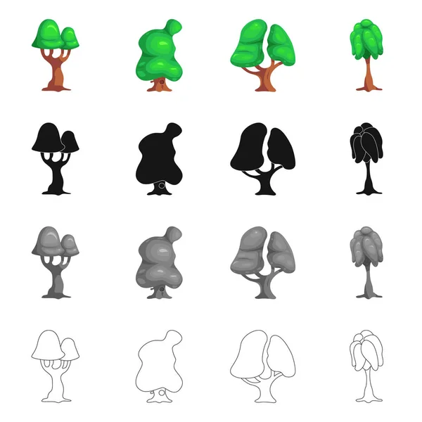 Vektorové ilustrace ikony strom a příroda. Sbírka strom a korunu vektorové ikony pro stock. — Stockový vektor