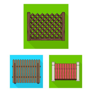 Farklı çitin set koleksiyonu tasarım için düz simgeler. Dekoratif eskrim sembol stok web illüstrasyon vektör.