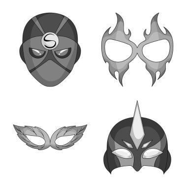 Bir kahraman ve maske işaret illüstrasyon vektör. Kahraman ve süper kahraman hisse senedi simgesi için web topluluğu.