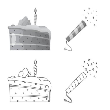 Parti ve Doğum günü simge vektör tasarımı. Hisse senedi için kutlama ve parti vektör simge kümesi.