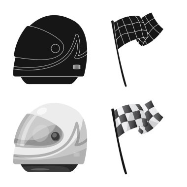 Araba ve ralli işareti yalıtılmış nesne. Hisse senedi için araba ve yarış vektör simge kümesi.