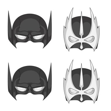 Kahraman ve maske sembolü yalıtılmış nesne. Kahraman kümesi ve hisse senedi için süper kahraman vektör simgesi.