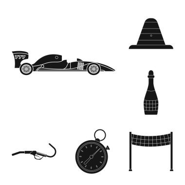 Bir araba ve ralli işaret illüstrasyon vektör. Araba ve yarış hisse senedi simgesi için web topluluğu.