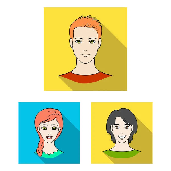 Icone avatar e face flat nella collezione set per il design. L'aspetto di una persona vettoriale simbolo stock web illustrazione . — Vettoriale Stock