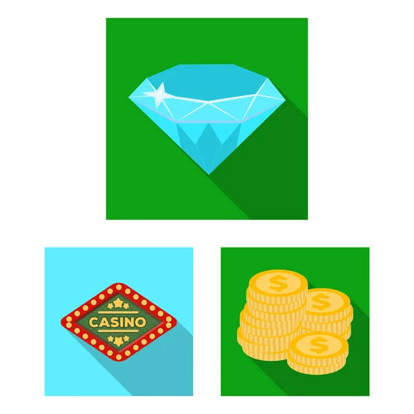 Casino y juegos de azar iconos planos en la colección de conjuntos para el diseño. Casino y equipo vector símbolo stock web ilustración . — Vector de stock