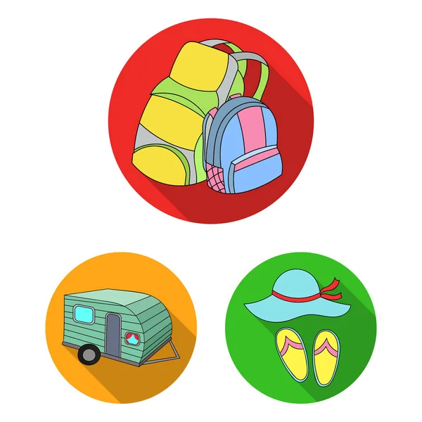 Iconos Vacaciones Familiares Colección Conjuntos Para Diseño Recreación Equipamiento Vector — Archivo Imágenes Vectoriales