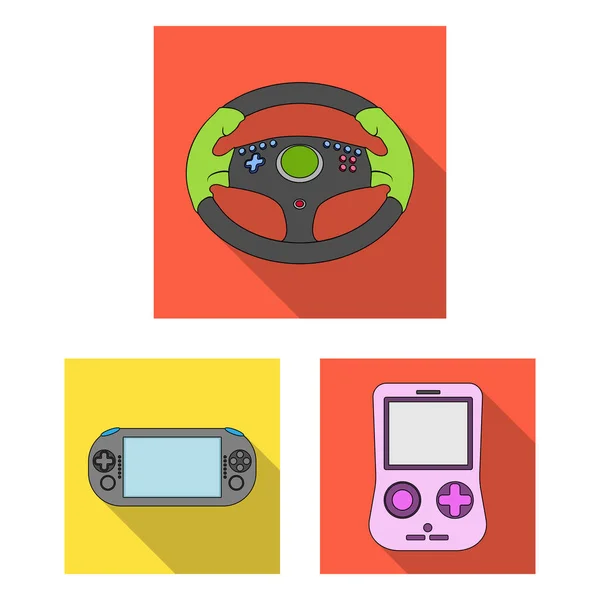 Console de jeu et réalité virtuelle icônes plates dans la collection de jeu pour design.Game Gadgets vectoriel symbole stock illustration web . — Image vectorielle