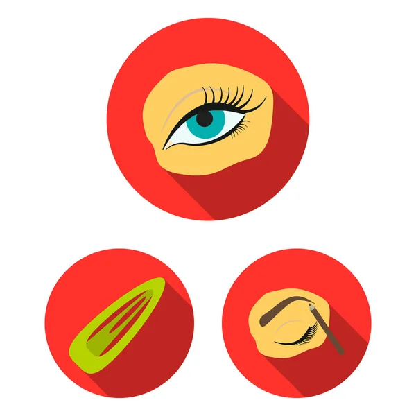 Maquillaje y cosméticos iconos planos en la colección de conjuntos para el diseño. Maquillaje y equipo vector símbolo stock web ilustración . — Archivo Imágenes Vectoriales