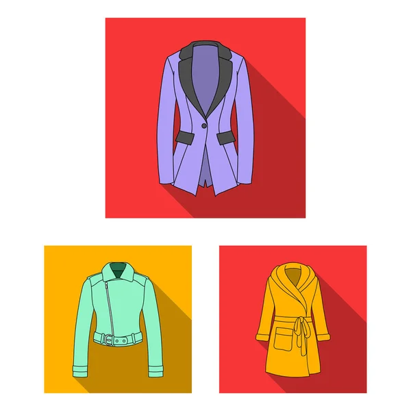 Kvinnor s kläder platt ikoner i set samling för design. Kläder sorter och tillbehör vektor symbol lager web illustration. — Stock vektor