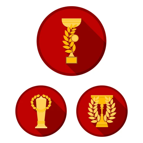 Gold Cup flache Symbole in Set Kollektion für Design. Gewinner Cup Vektor Symbol Stock Web Illustration. — Stockvektor